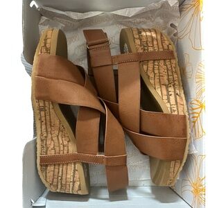 Yellow Box Tan Strappy Wedge Sandals